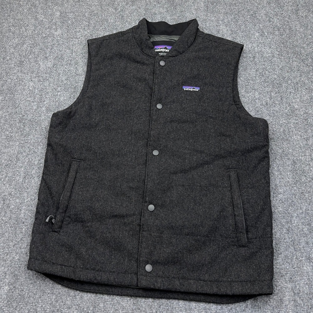 Patagonia Recycled Wool Vest Men's Medium Forge Grey Snap Front Insulated 27440